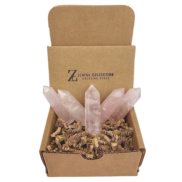 Rose Quartz Stone Healing Crystal Pyramid Tower Wand Point Obelisk Rock - Picture 8 of 10